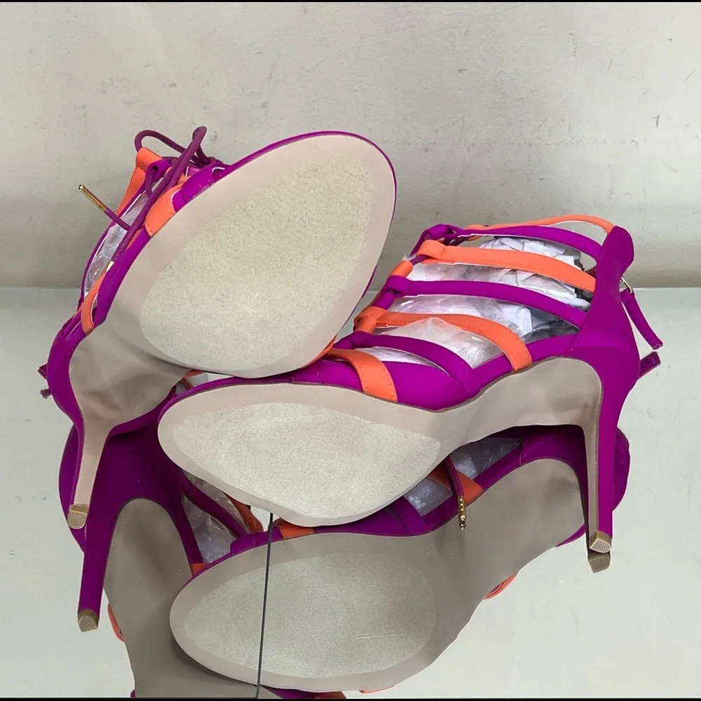Sadie Magenta Orange Caged Stiletto Heel - Picture 8 of 8